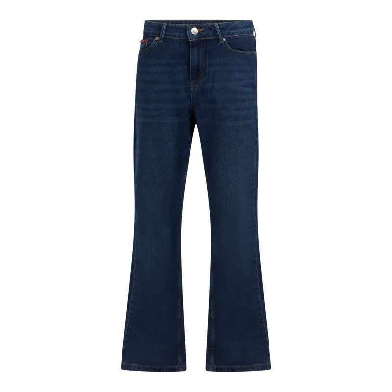 Flared Denim Jeans with Bottom Label - Gisada.com