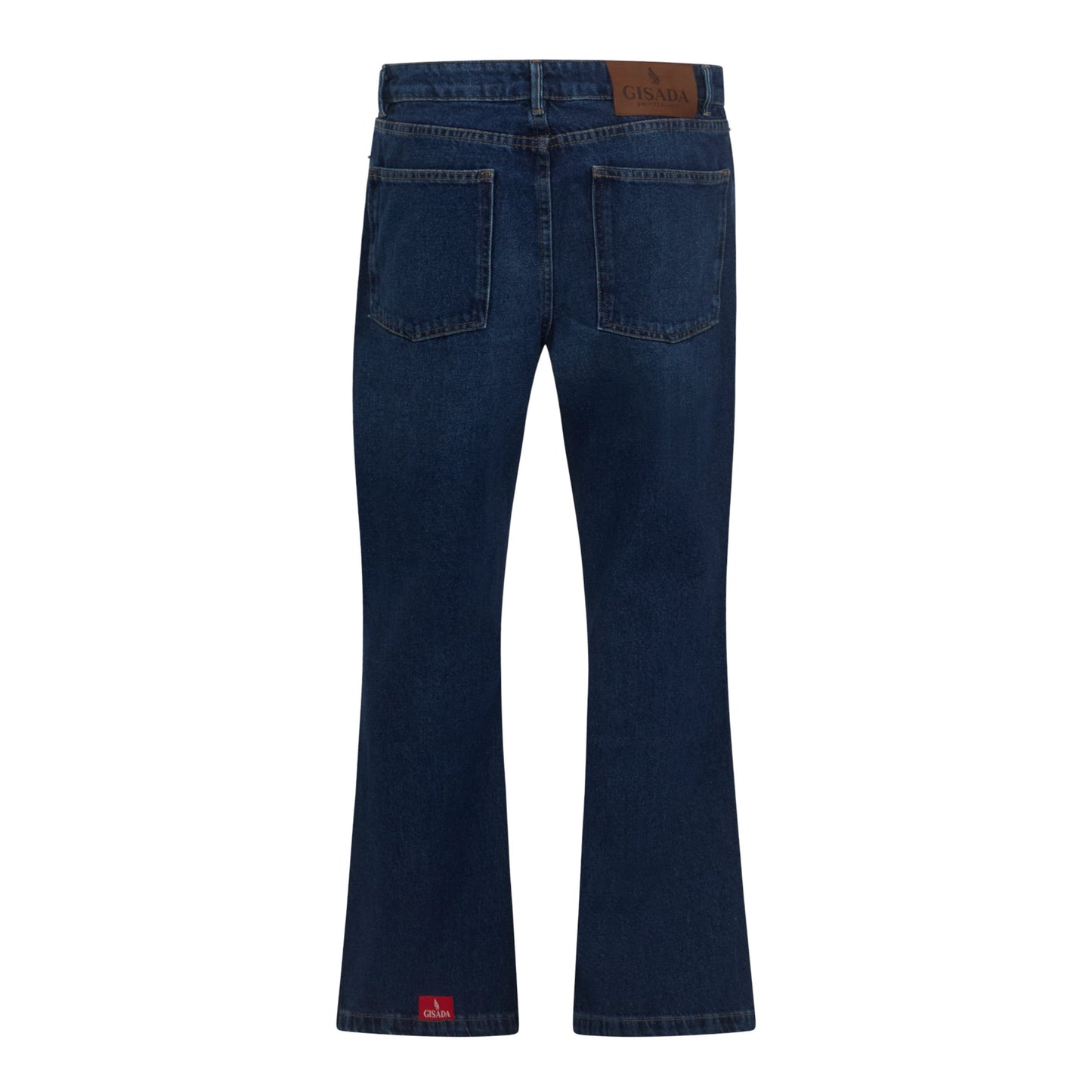 Flared Denim Jeans with Bottom Label - Gisada.com