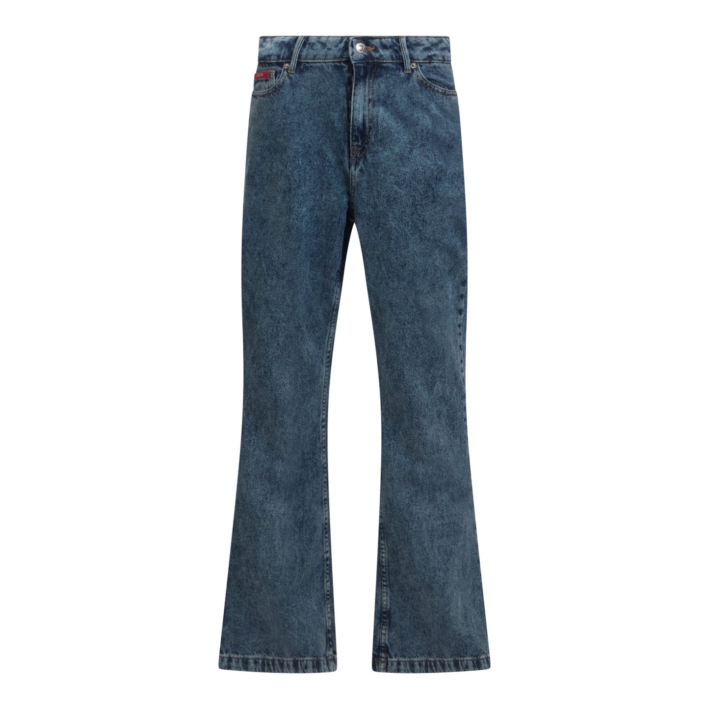 Flared Denim Jeans with Bottom Label - Gisada.com