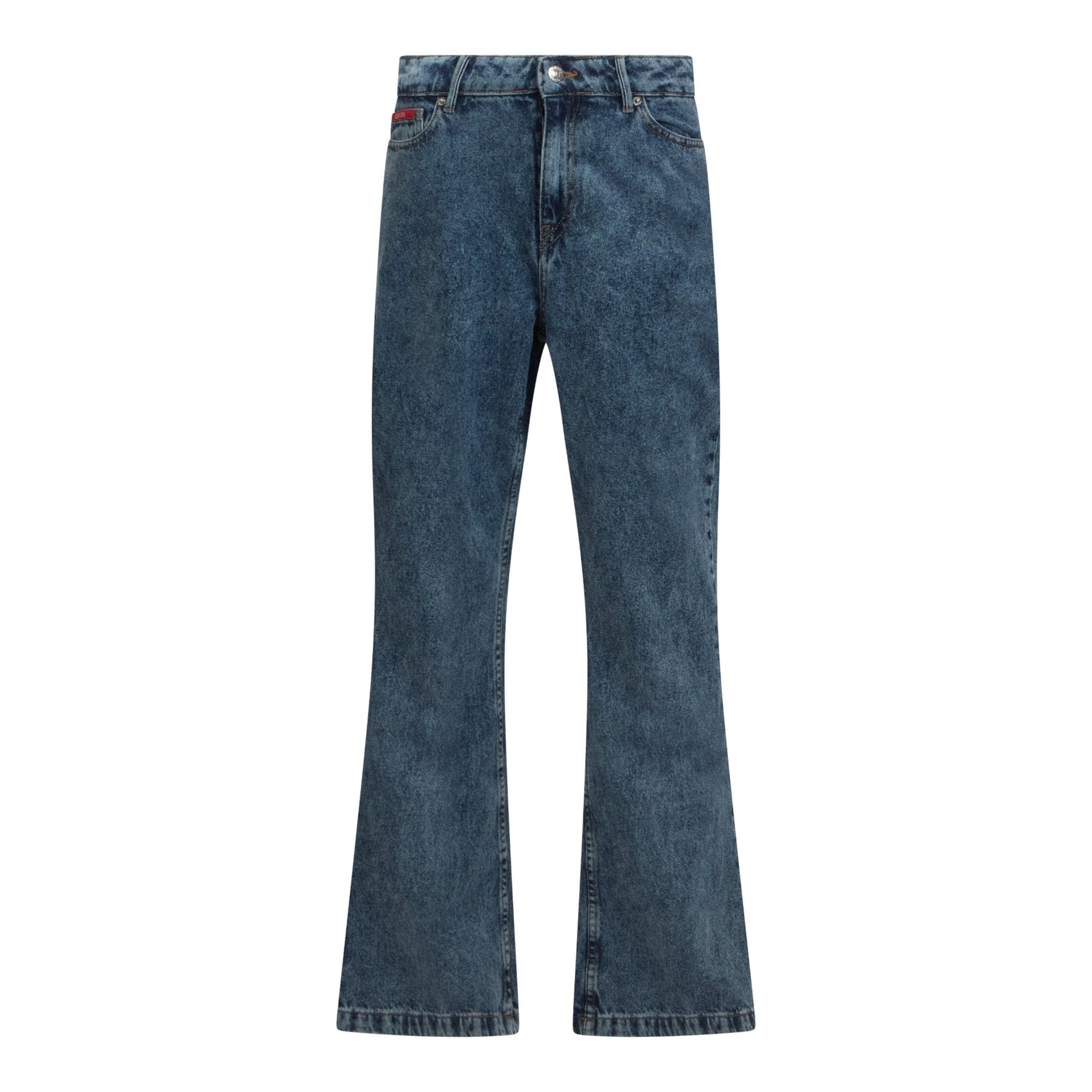 Flared Denim Jeans with Bottom Label - Gisada.com