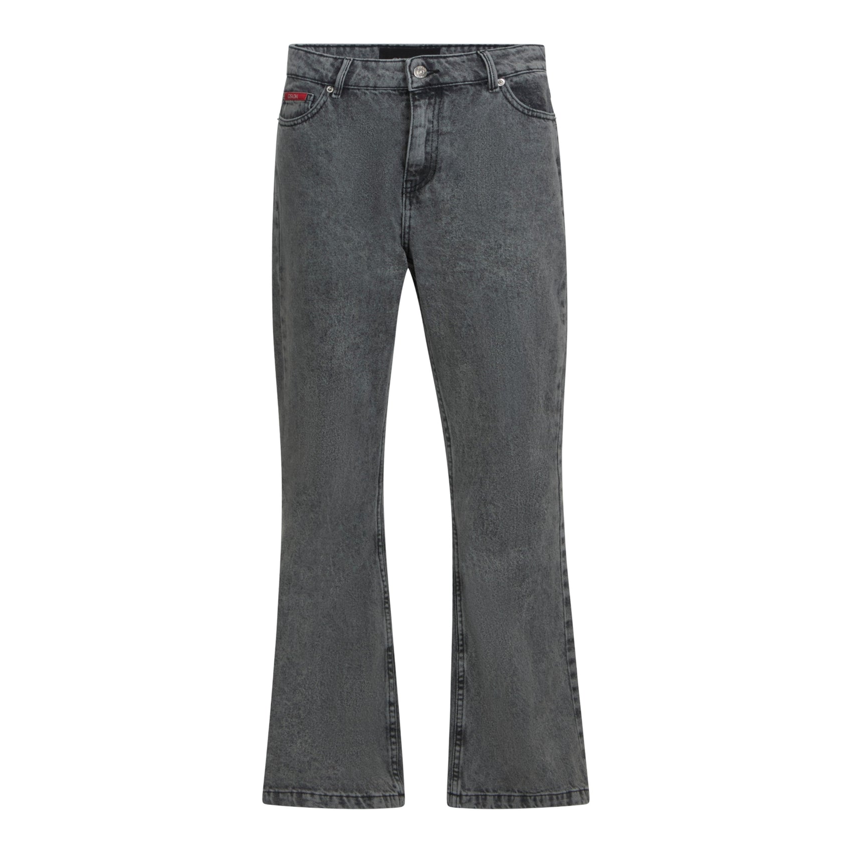 Flared Denim Jeans with Bottom Label - Gisada.com