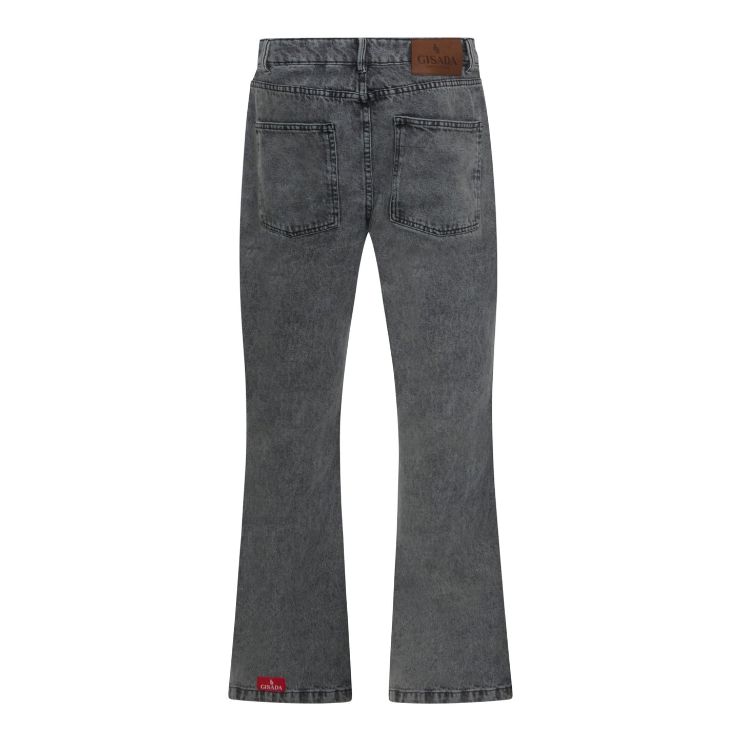 Flared Denim Jeans with Bottom Label - Gisada.com