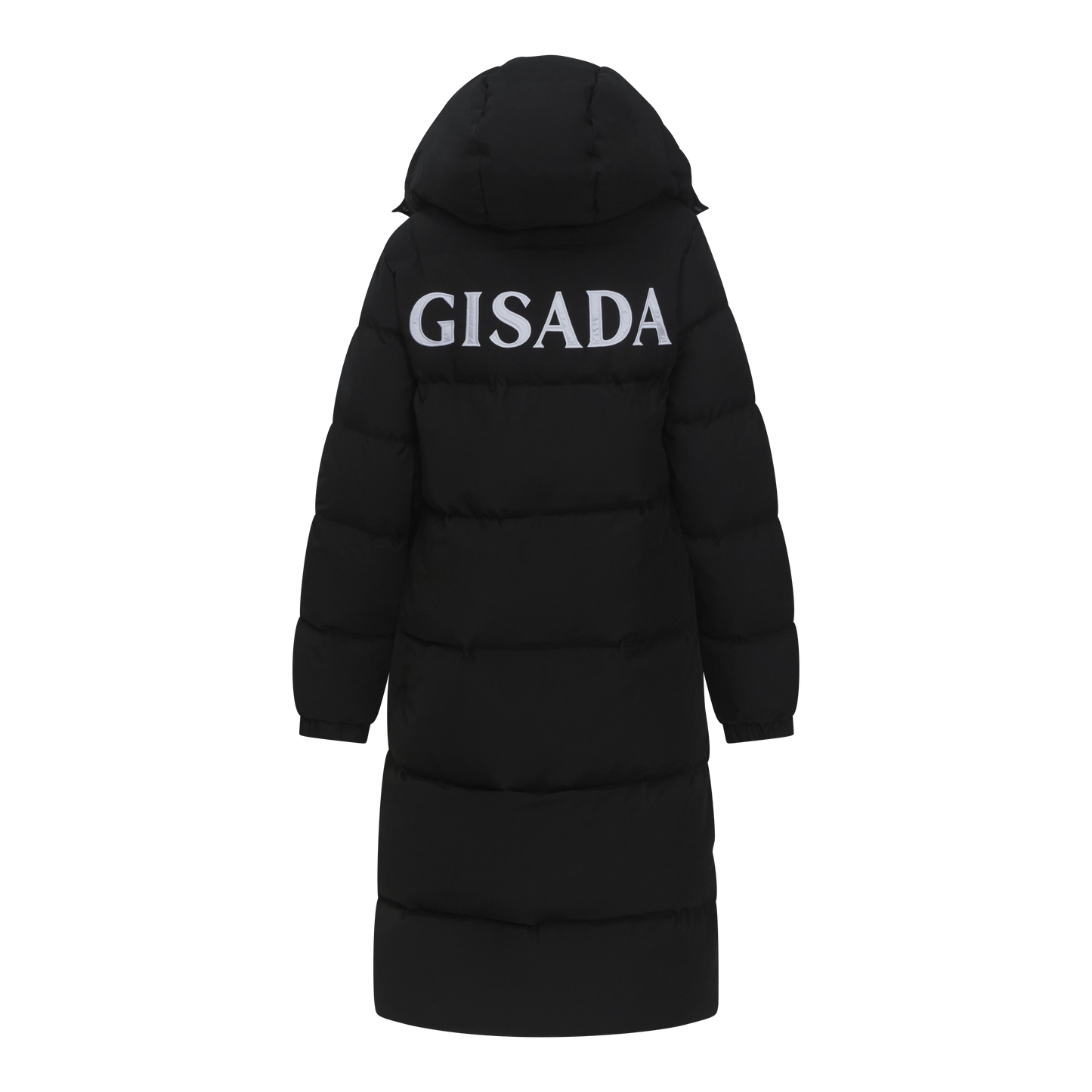 Long Puffer Down - Jacket with Detachable Hood and Logo Patch on Back - Gisada.com