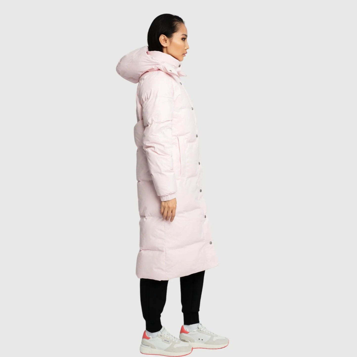 Long Puffer Down - Jacket with Detachable Hood and Logo Patch on Back - Gisada.com