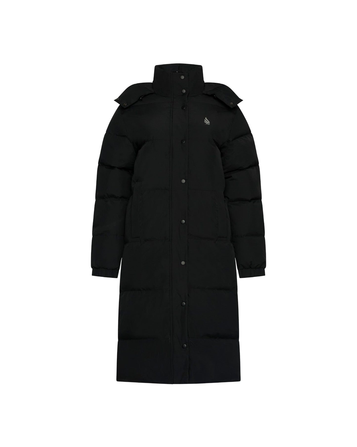 Long Puffer Down - Jacket with Detachable Hood and Logo Patch on Back - Gisada.com