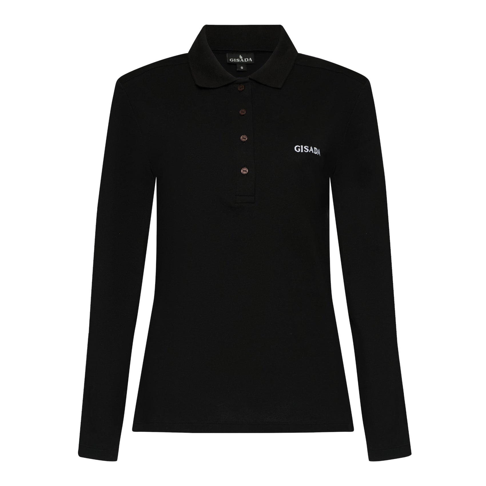 Long Sleeves Polo in Luxe Interlock Piquet with Embroidery Logo - Gisada.com