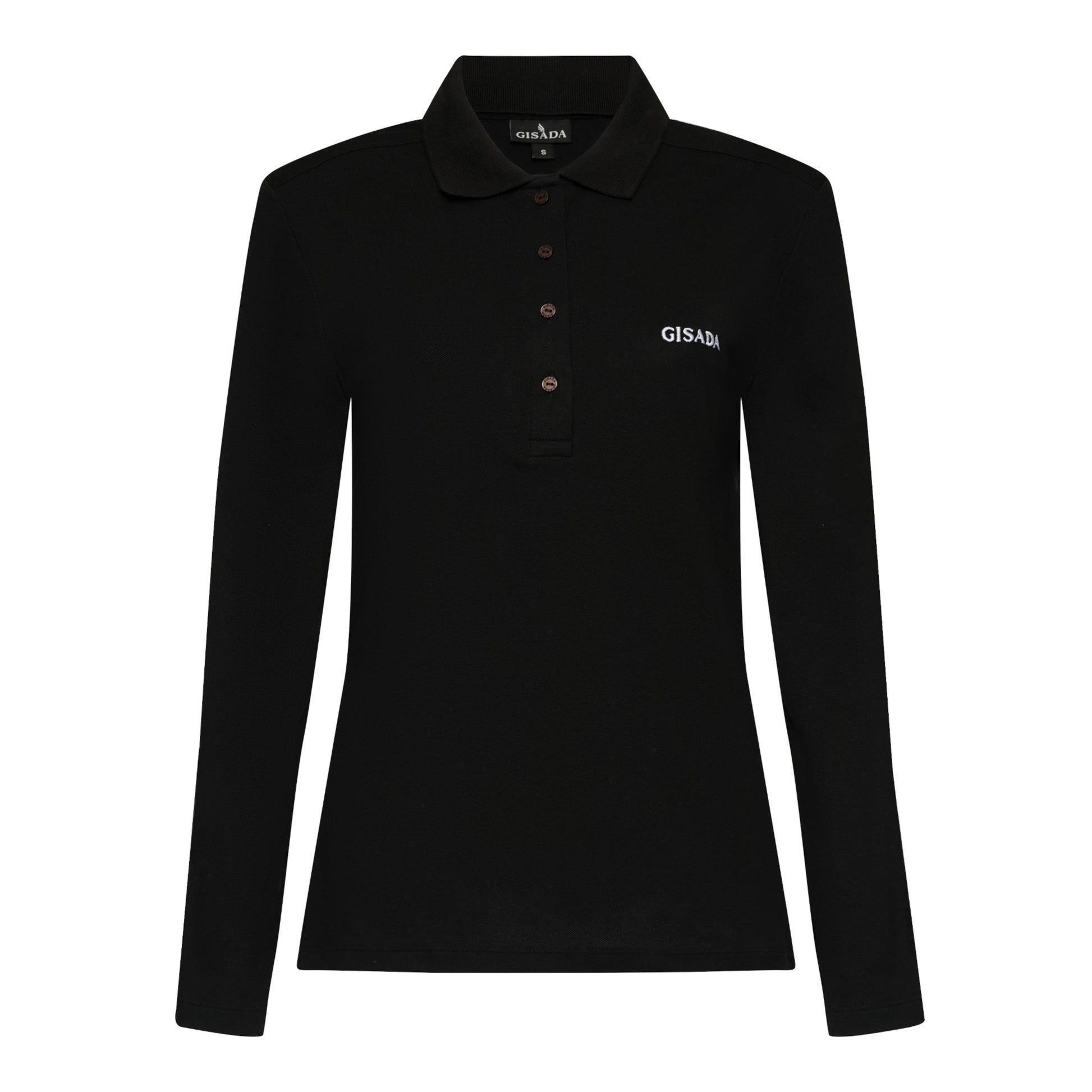 Long Sleeves Polo in Luxe Interlock Piquet with Embroidery Logo - Gisada.com