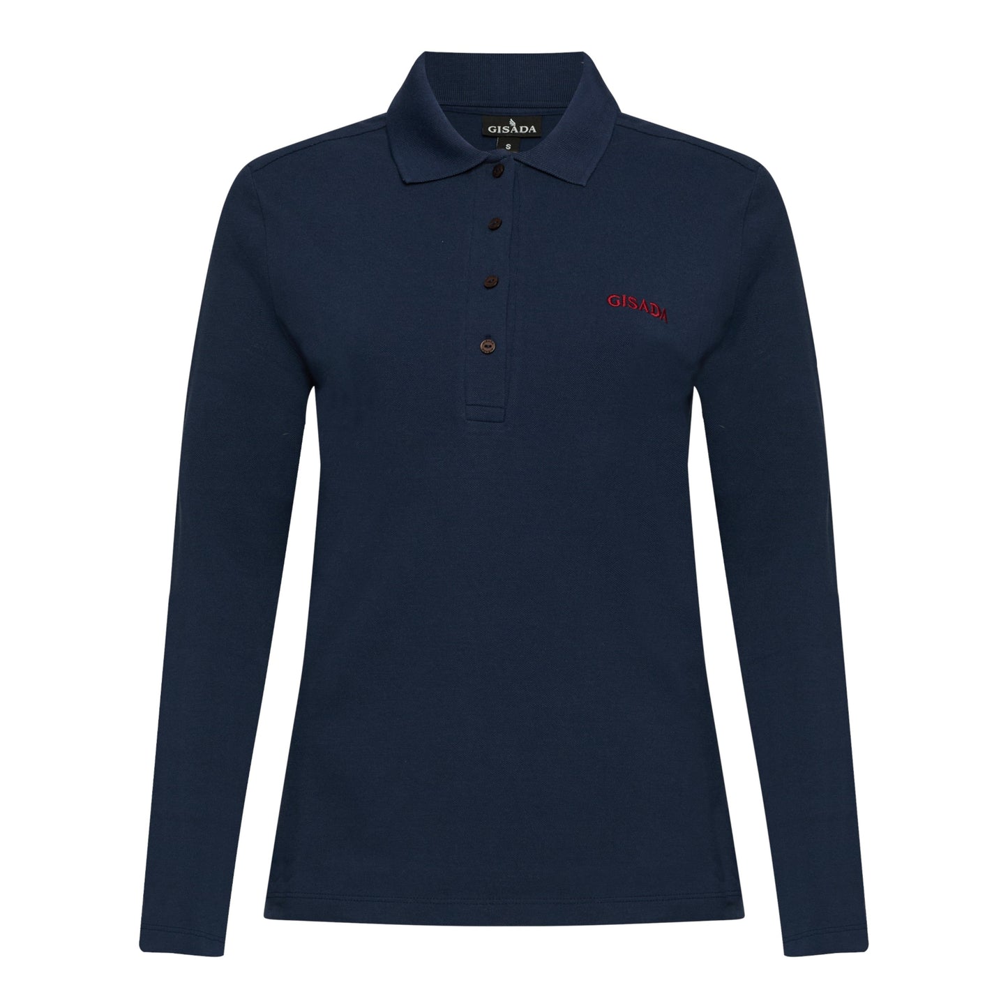 Long Sleeves Polo in Luxe Interlock Piquet with Embroidery Logo - Gisada.com