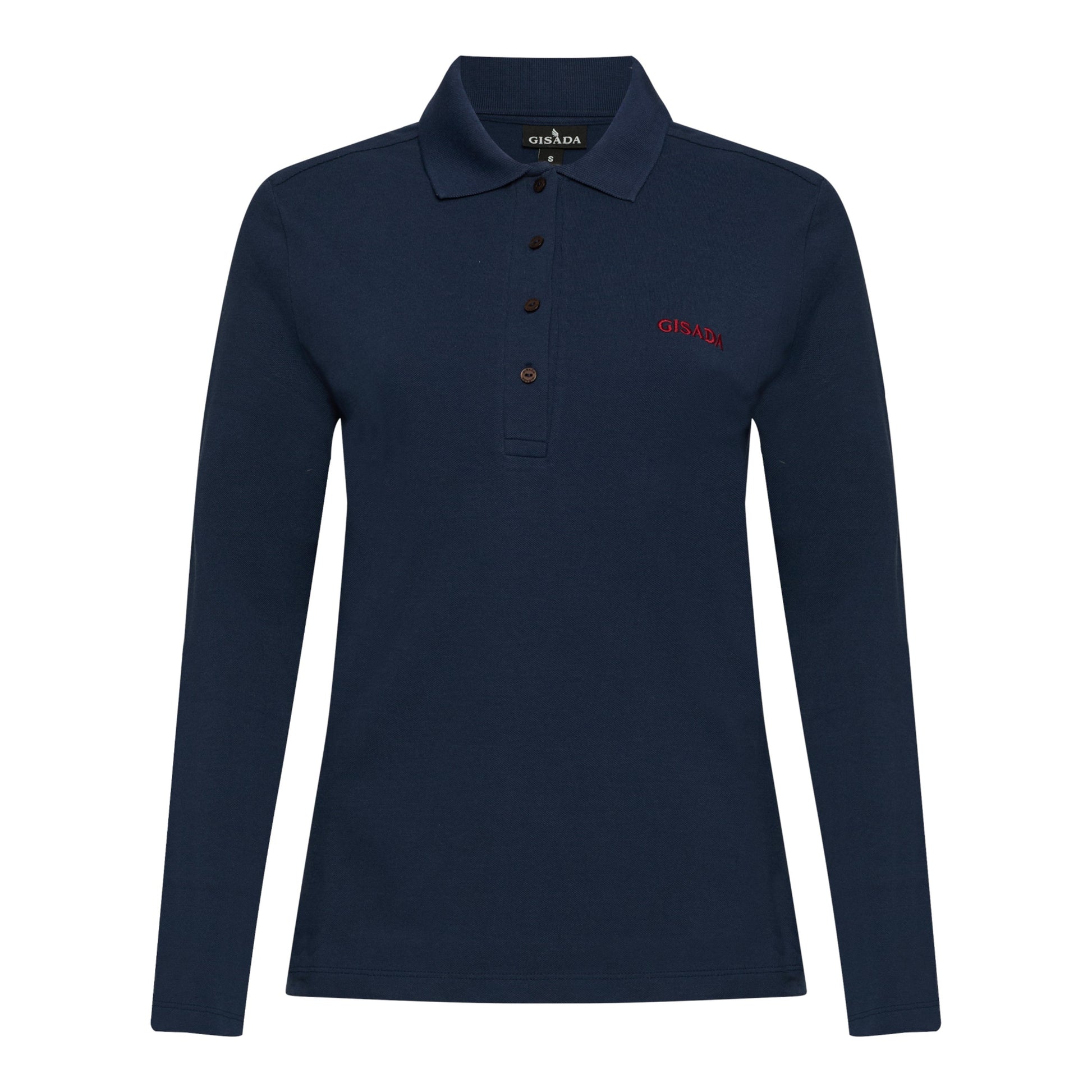 Long Sleeves Polo in Luxe Interlock Piquet with Embroidery Logo - Gisada.com