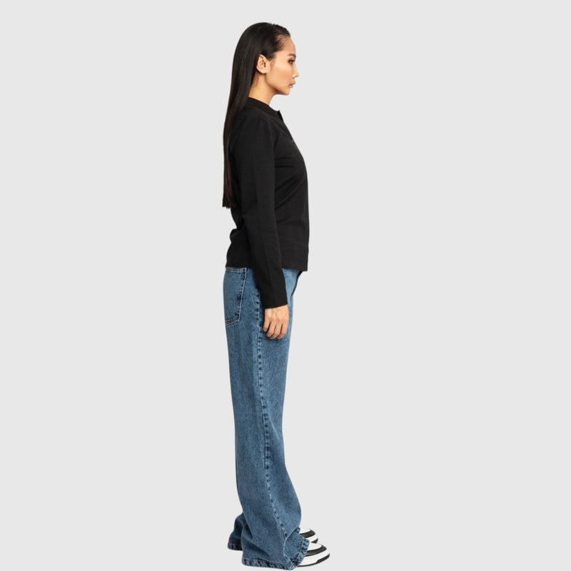 Long Sleeves Polo in Luxe Interlock Piquet with Embroidery Logo - Gisada.com