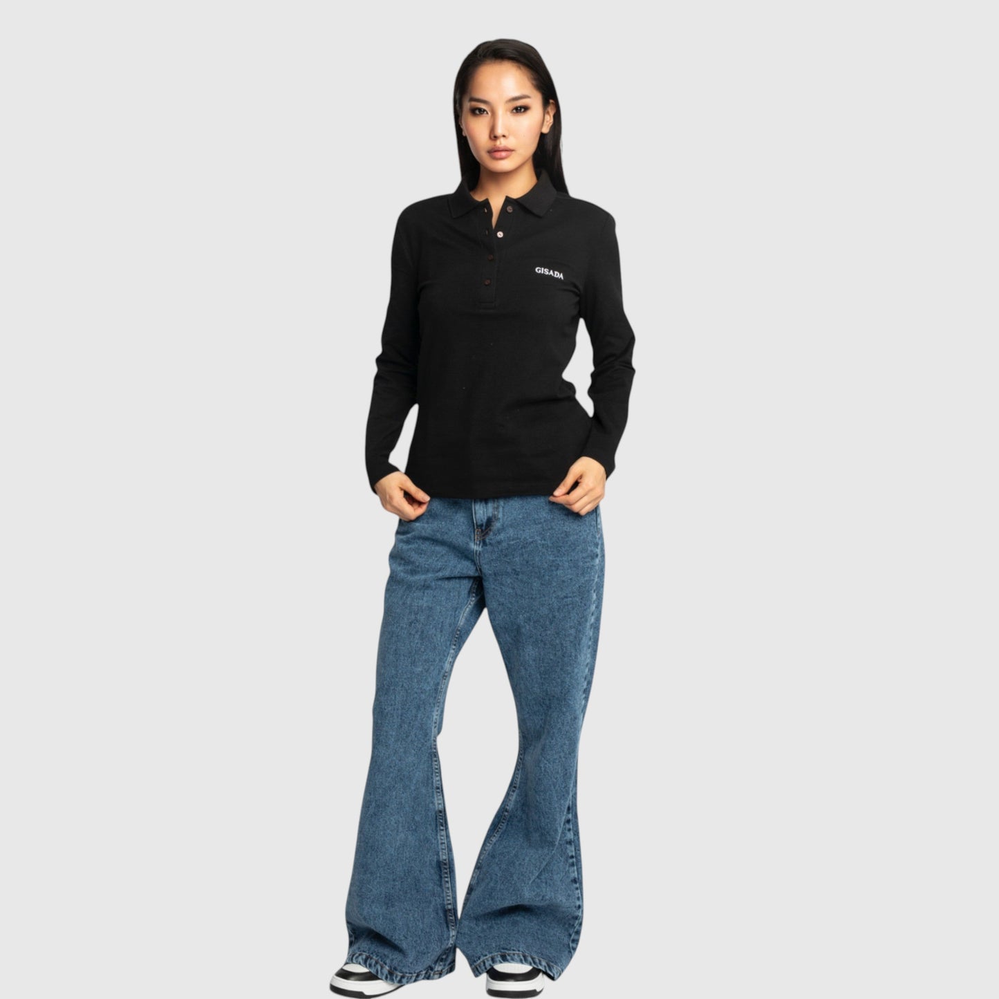 Long Sleeves Polo in Luxe Interlock Piquet with Embroidery Logo - Gisada.com