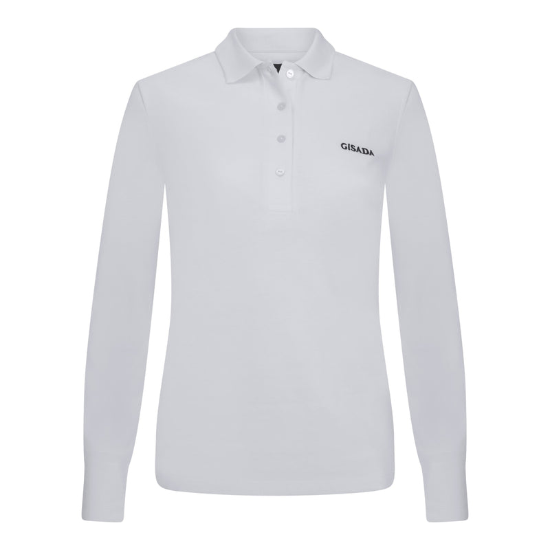 Long Sleeves Polo in Luxe Interlock Piquet with Embroidery Logo - Gisada.com