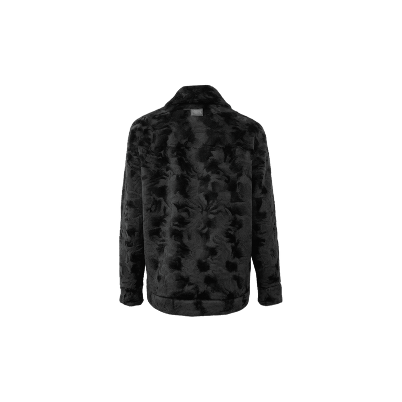 Luxury Black Faux‑Fur Button‑Down Jacket - Gisada.com