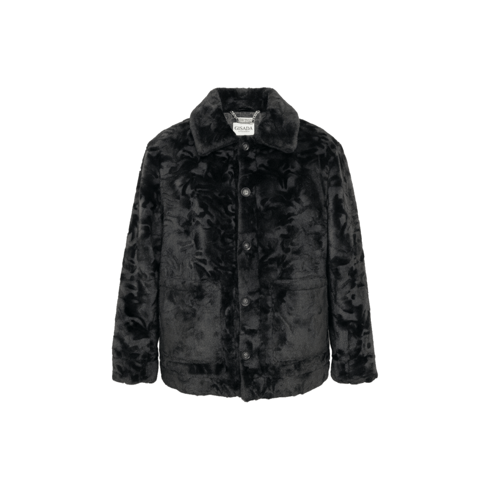 Luxury Black Faux‑Fur Button‑Down Jacket - Gisada.com