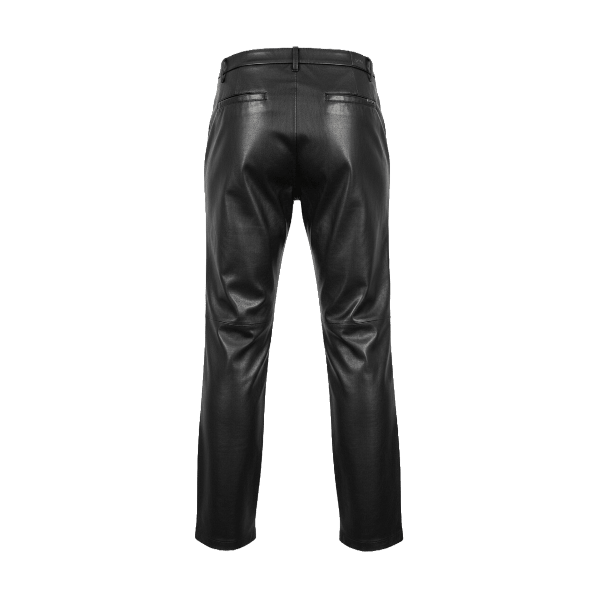 Midnight Lamb Leather Straight Leg Pants - Gisada.com