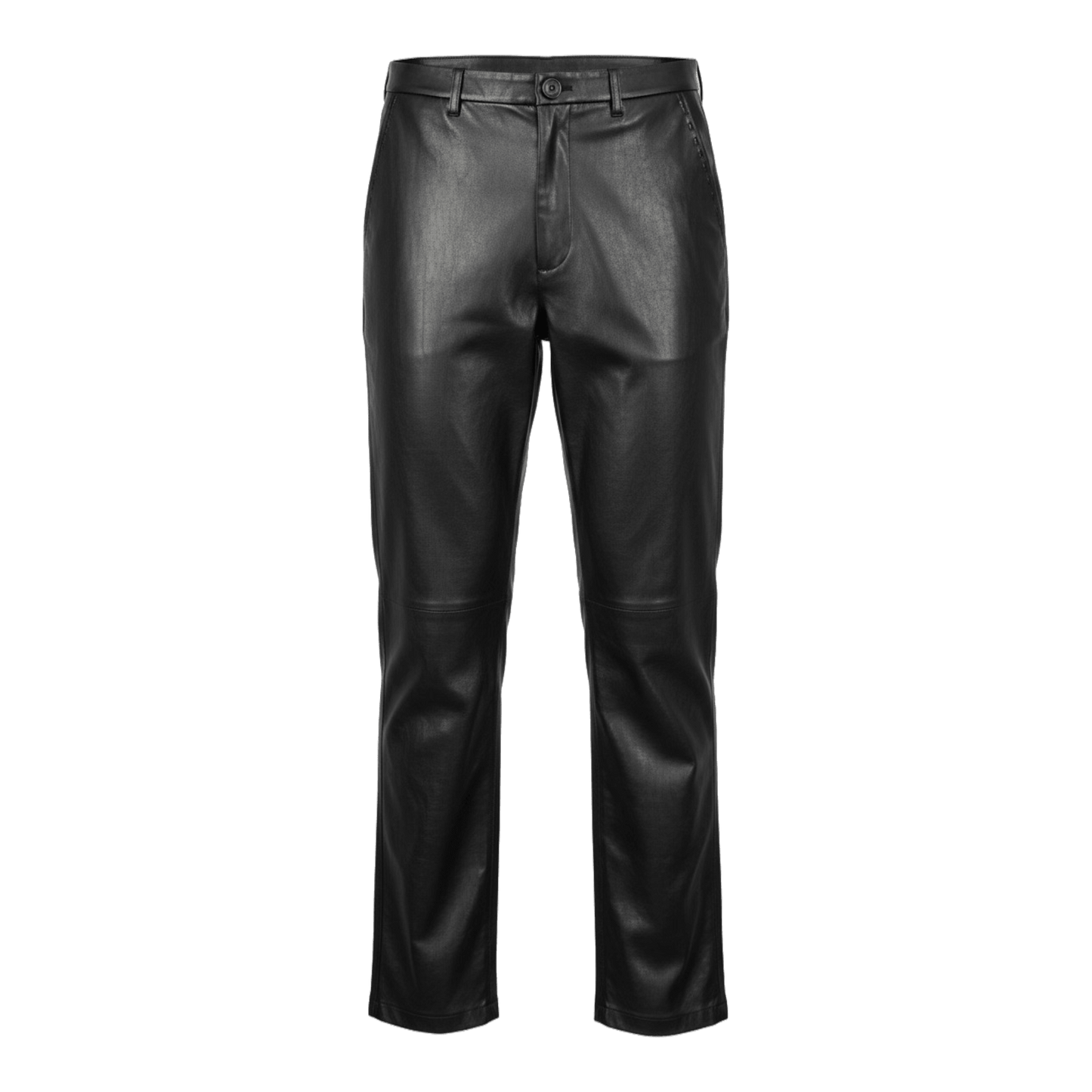 Midnight Lamb Leather Straight Leg Pants - Gisada.com