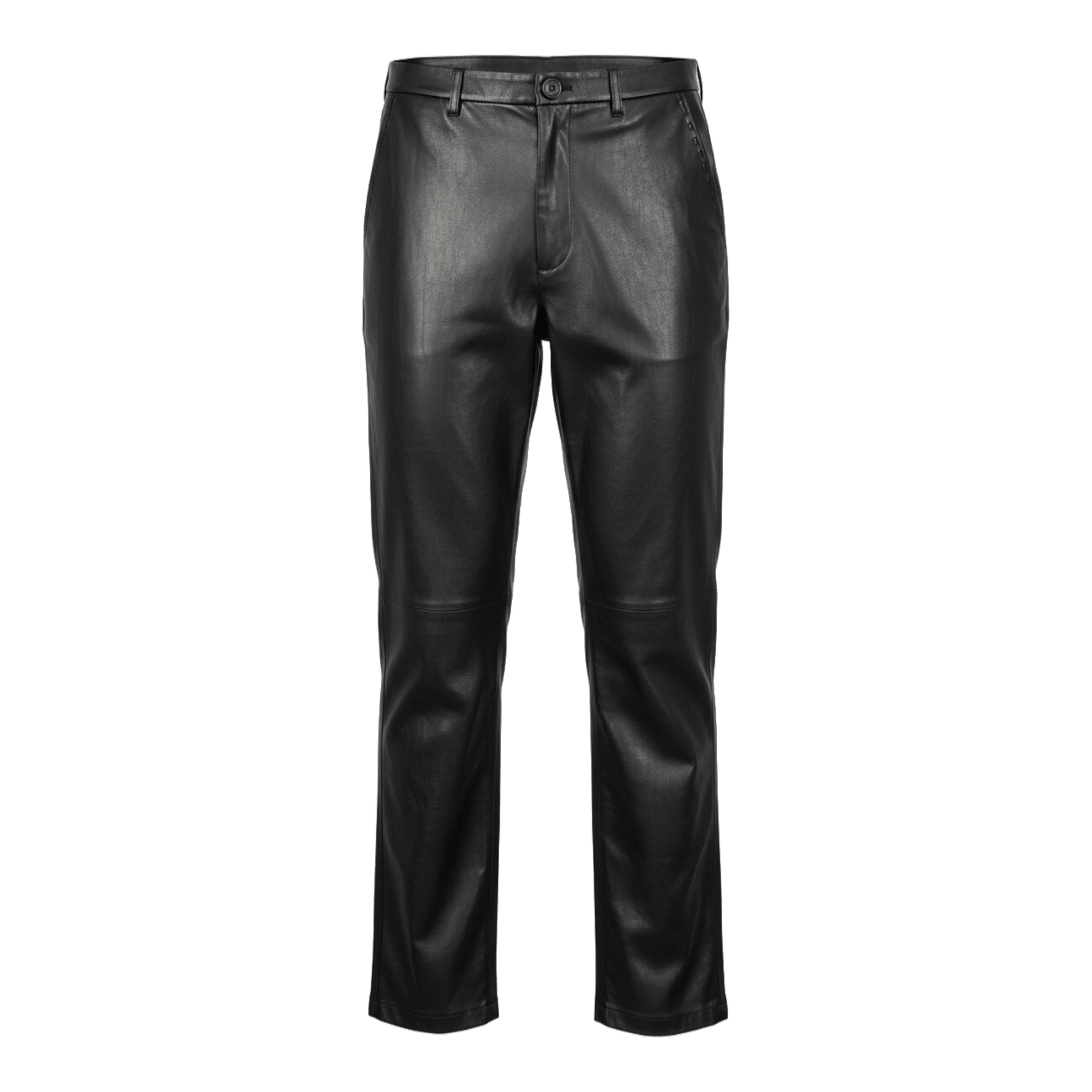 Midnight Lamb Leather Straight Leg Pants - Gisada.com