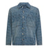 Oversize Denim Shirt with Allover Gisada Laser Print - Gisada.com
