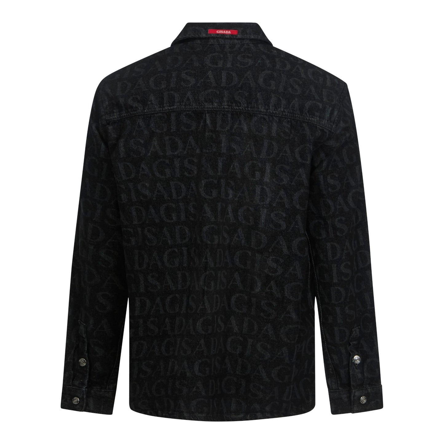 Oversize Denim Shirt with Allover Gisada Laser Print - Gisada.com