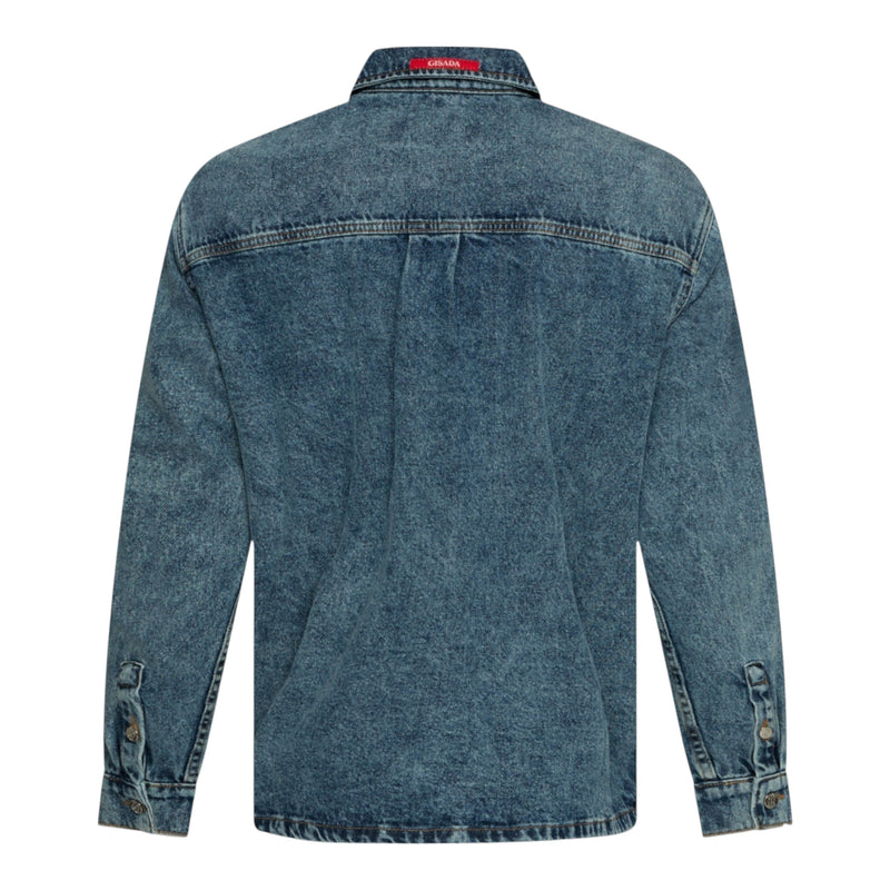 Übergroßes Denim-Shirt mit Mini-Label-Patch