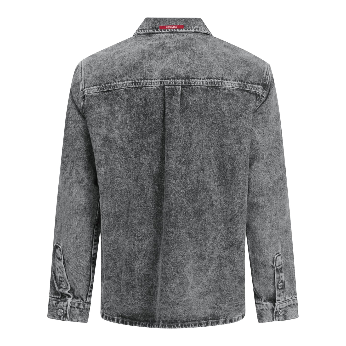 Oversized Denim Shirt with Mini Label Patch - Gisada.com