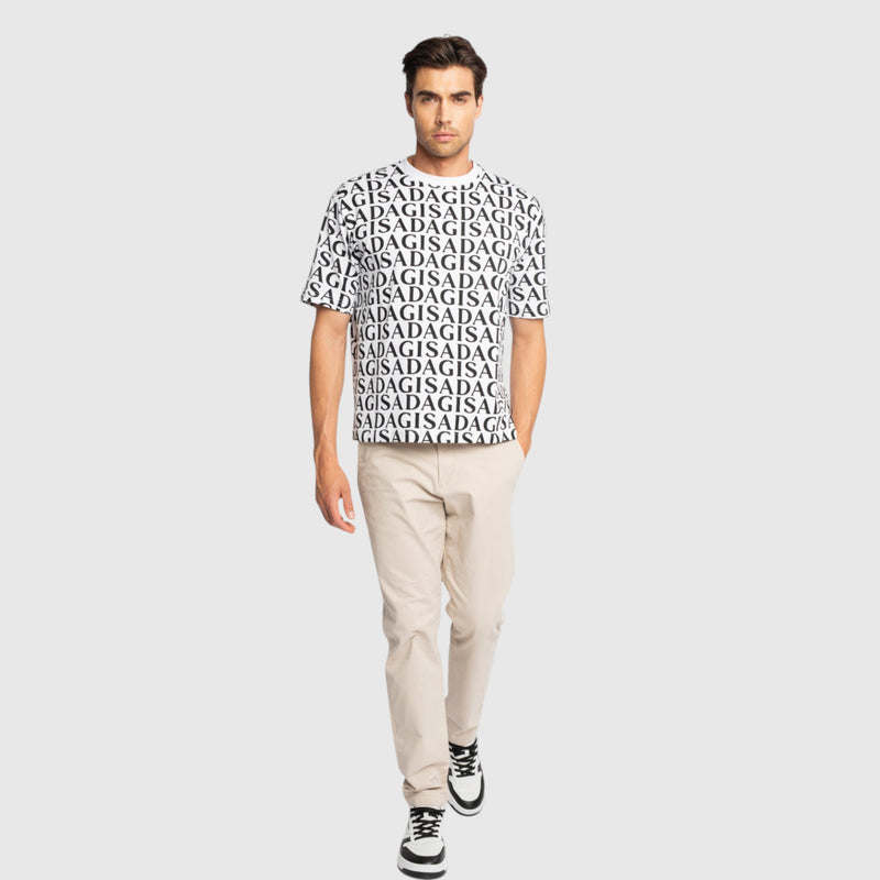 Oversized T-Shirt in Heavy Cotton with Allover Print - Gisada.com