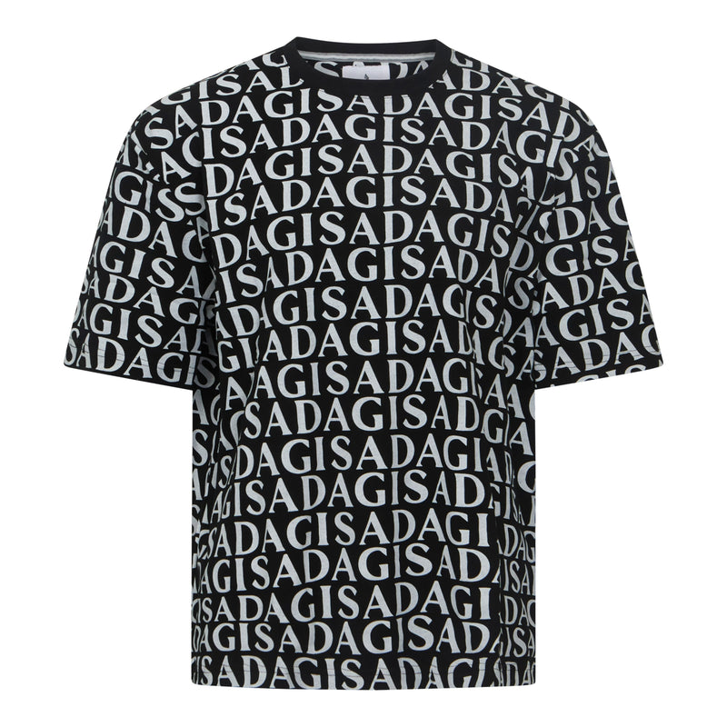 Oversized T-Shirt in Heavy Cotton with Allover Print - Gisada.com