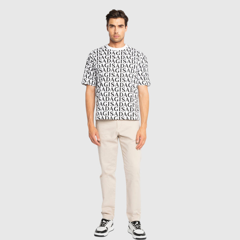 Oversized T-Shirt in Heavy Cotton with Allover Print