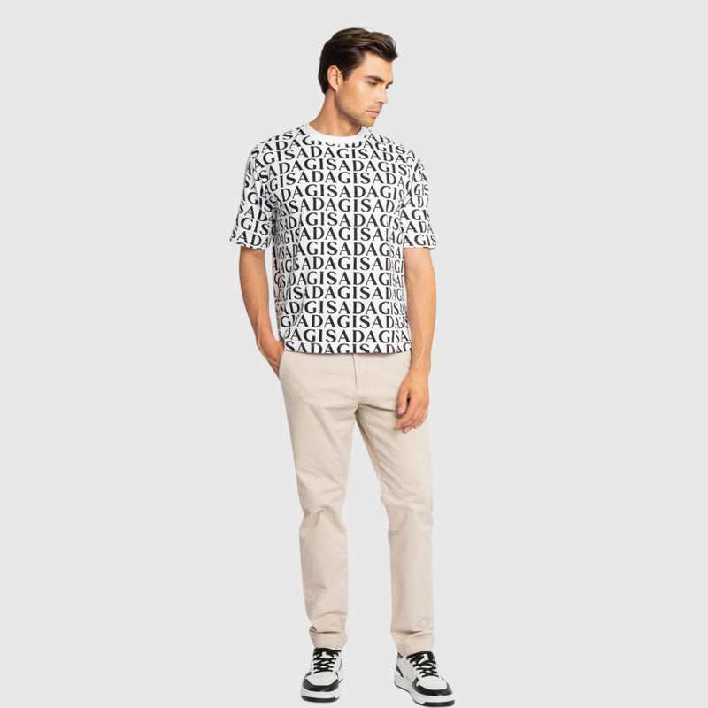 Oversized T-Shirt in Heavy Cotton with Allover Print - Gisada.com