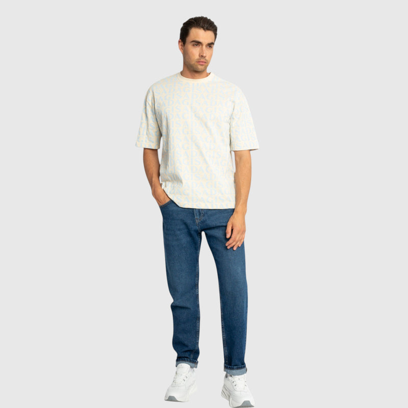 Oversized T-Shirt in Heavy Cotton with Allover Print - Gisada.com