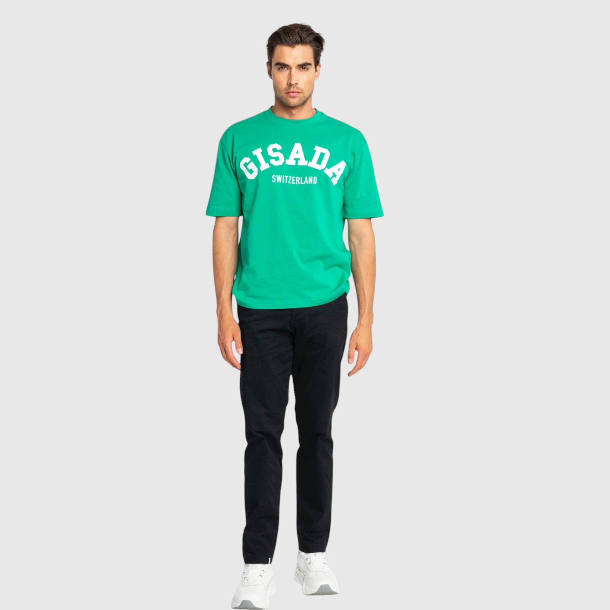 Oversized T-Shirt in Heavy Cotton with College Print - Gisada.com