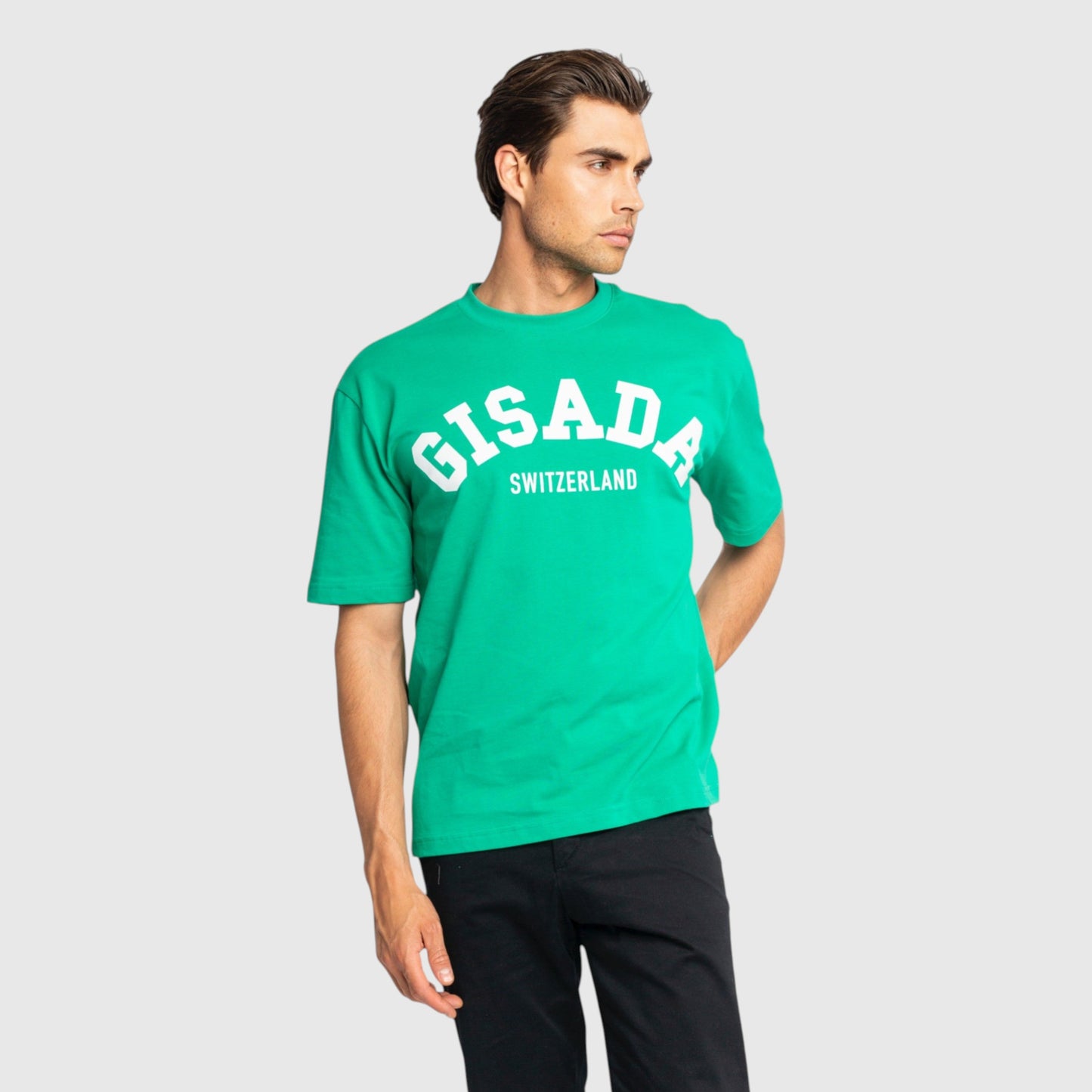 Oversized T-Shirt in Heavy Cotton with College Print - Gisada.com