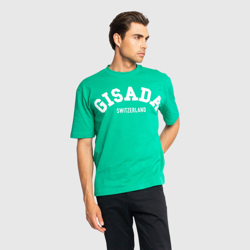 Oversized T-Shirt in Heavy Cotton with College Print - Gisada.com