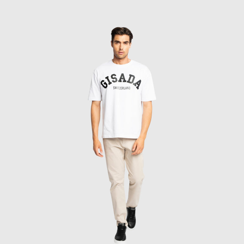 Oversized T-Shirt in Heavy Cotton with College Print - Gisada.com
