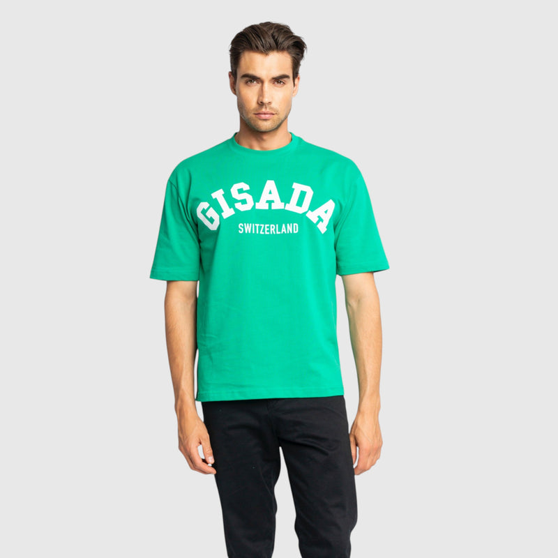 Oversized T-Shirt in Heavy Cotton with College Print - Gisada.com