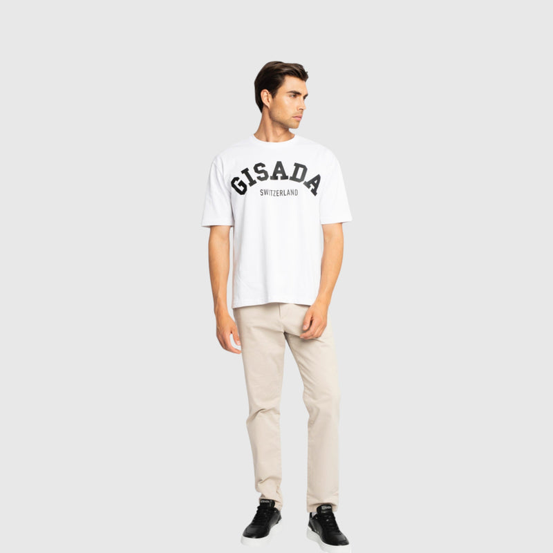 Oversized T-Shirt in Heavy Cotton with College Print - Gisada.com