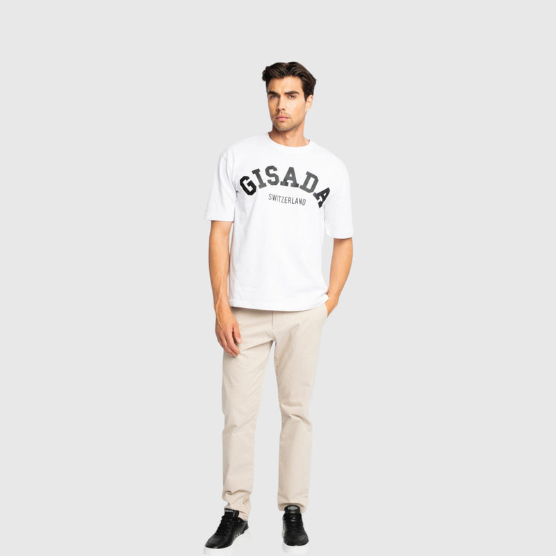 Oversized T-Shirt in Heavy Cotton with College Print - Gisada.com