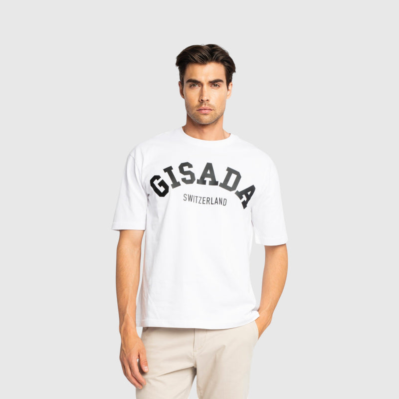 Oversized T-Shirt in Heavy Cotton with College Print - Gisada.com