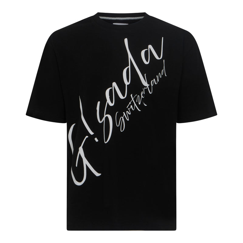 Oversized T-Shirt in Heavy Cotton with Cursive Print - Gisada.com