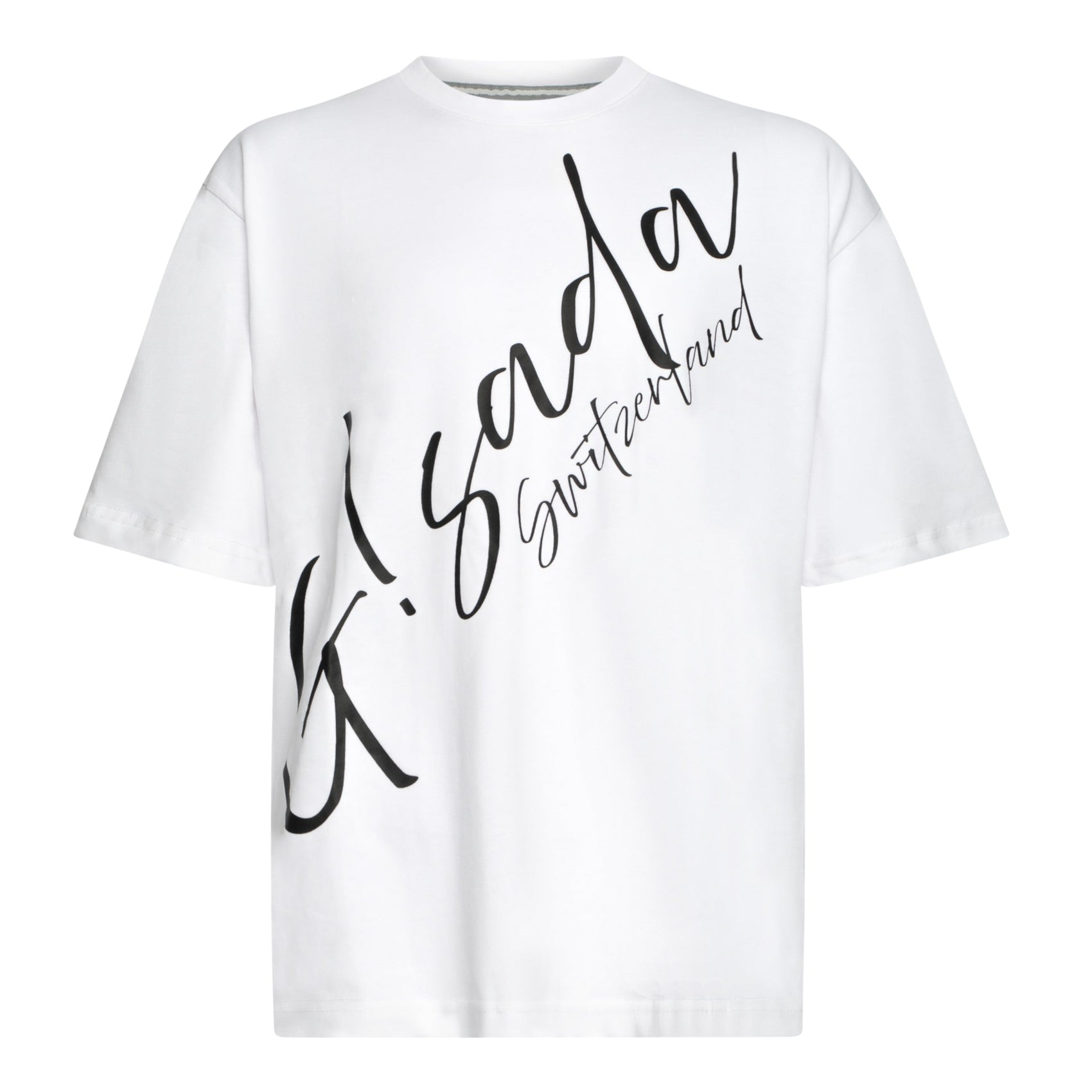 Oversized T-Shirt in Heavy Cotton with Cursive Print - Gisada.com