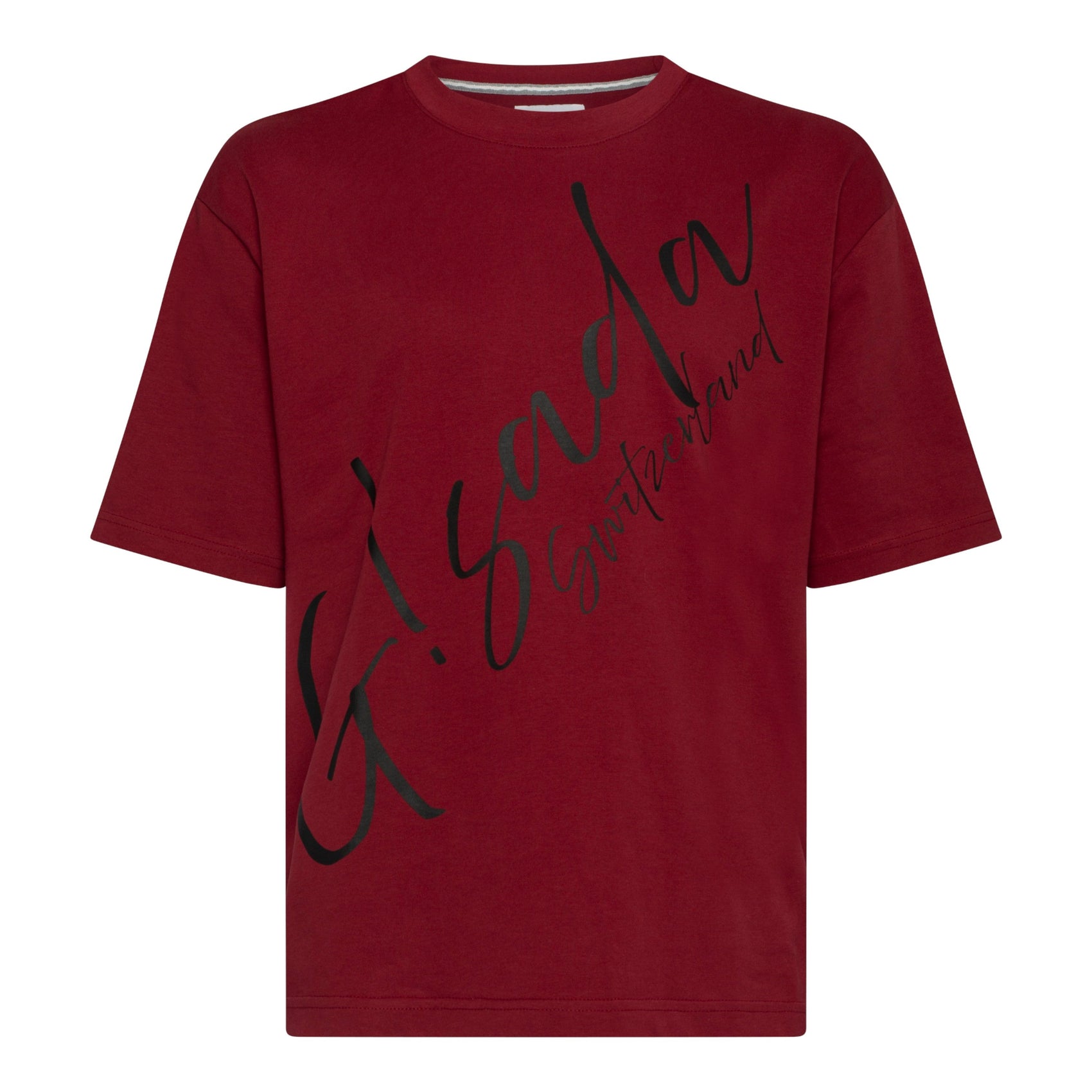 Oversized T-Shirt in Heavy Cotton with Cursive Print - Gisada.com