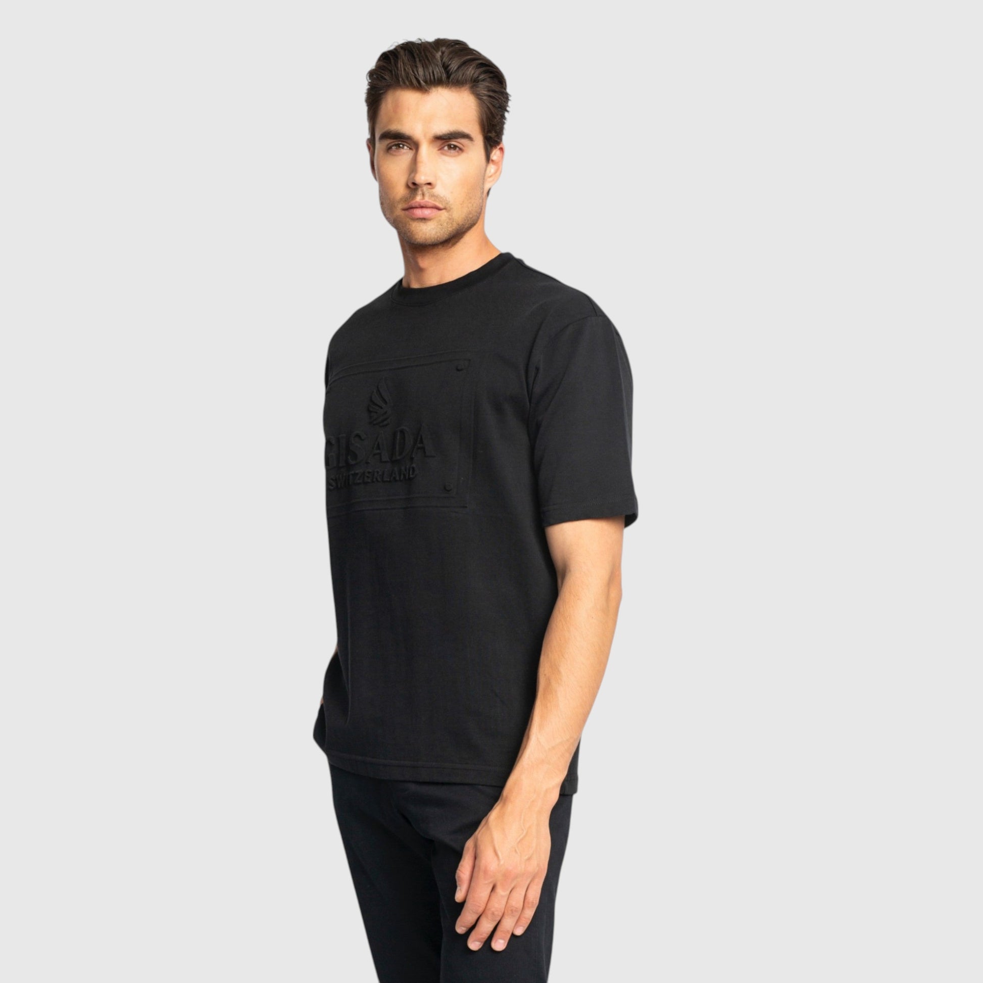 Oversized T-Shirt in Heavy Cotton with Embossed Logo - Gisada.com