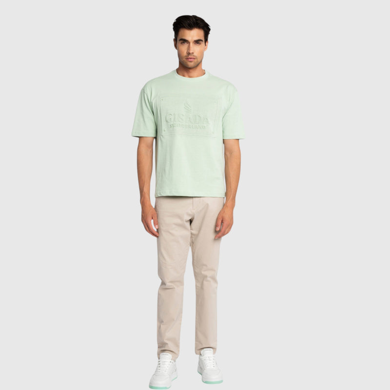 Oversized T-Shirt in Heavy Cotton with Embossed Logo - Gisada.com