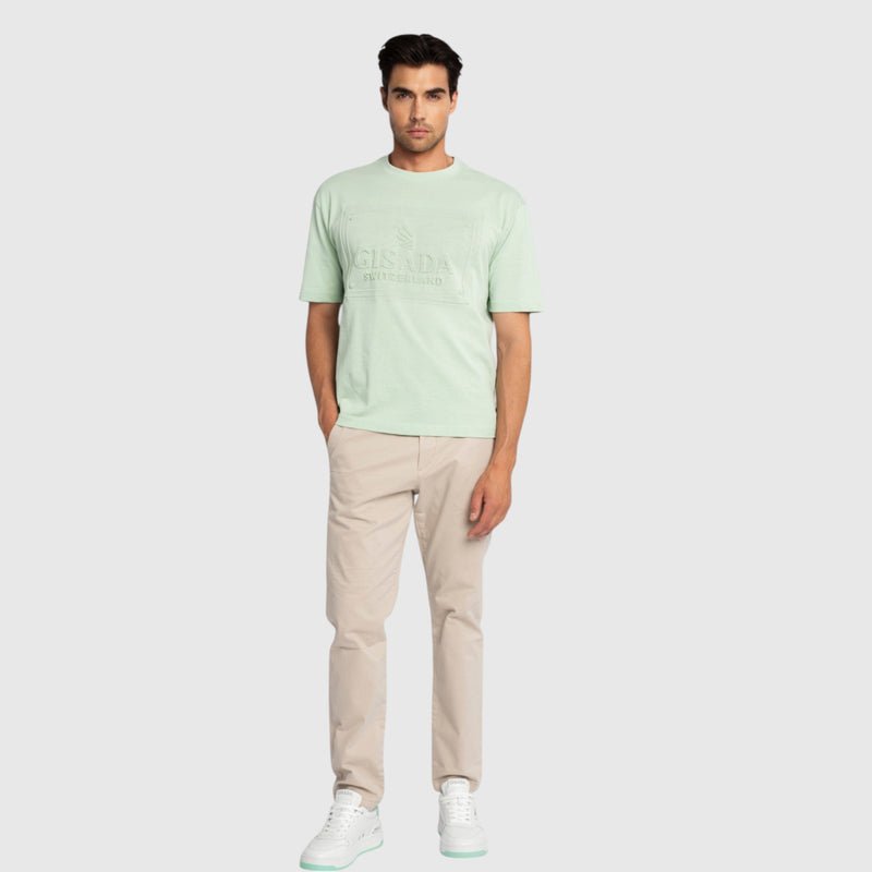 Oversized T-Shirt in Heavy Cotton with Embossed Logo - Gisada.com