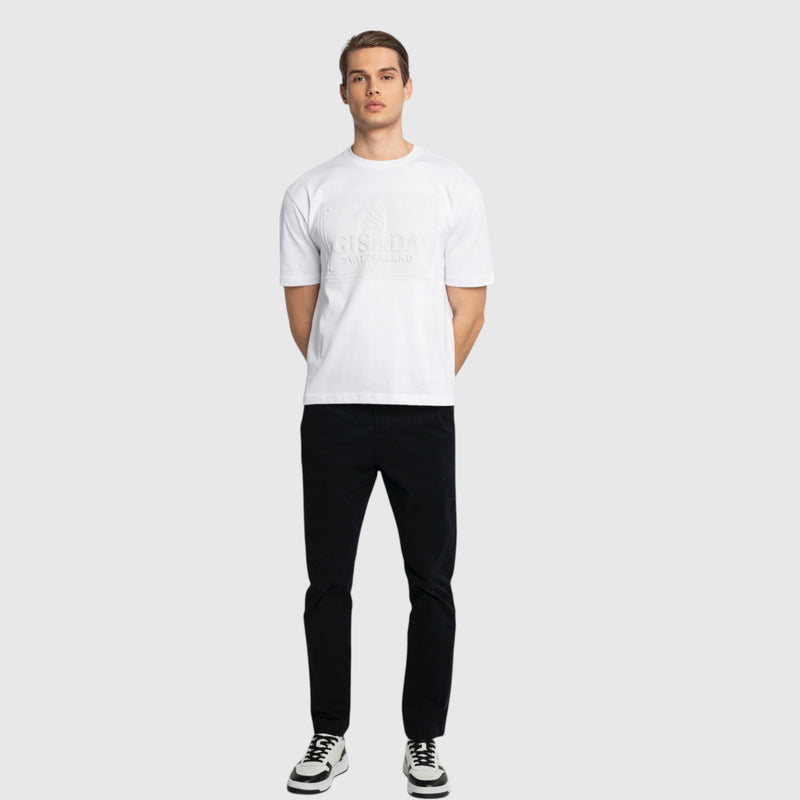 Oversized T-Shirt in Heavy Cotton with Embossed Logo - Gisada.com