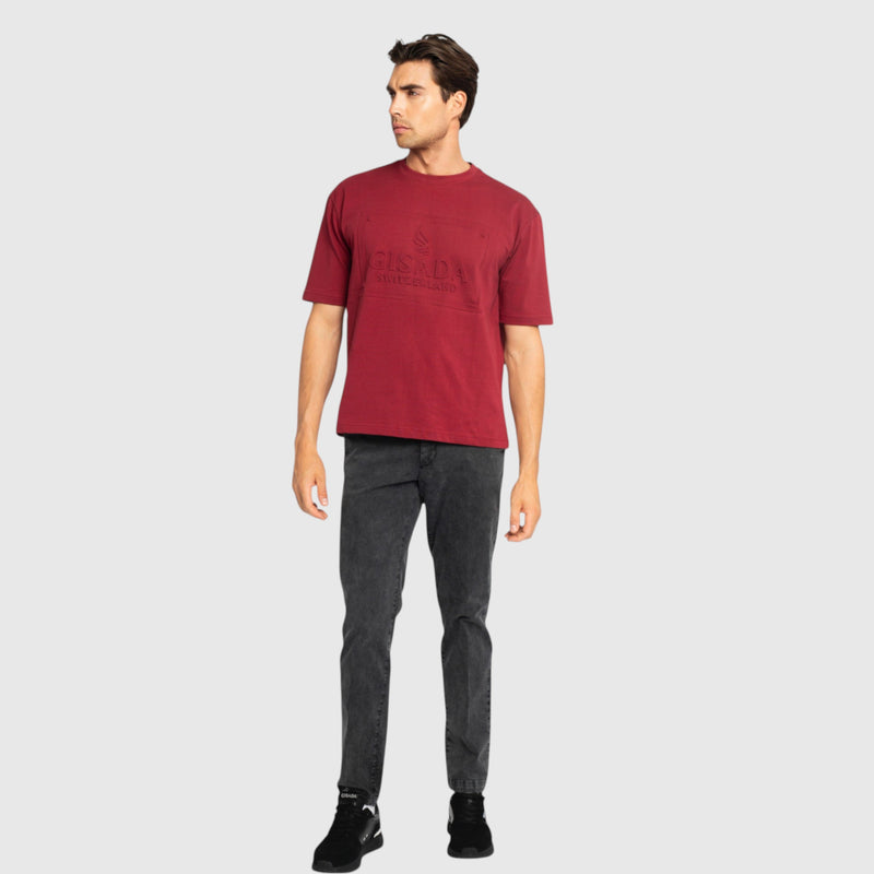 Oversized T-Shirt in Heavy Cotton with Embossed Logo - Gisada.com