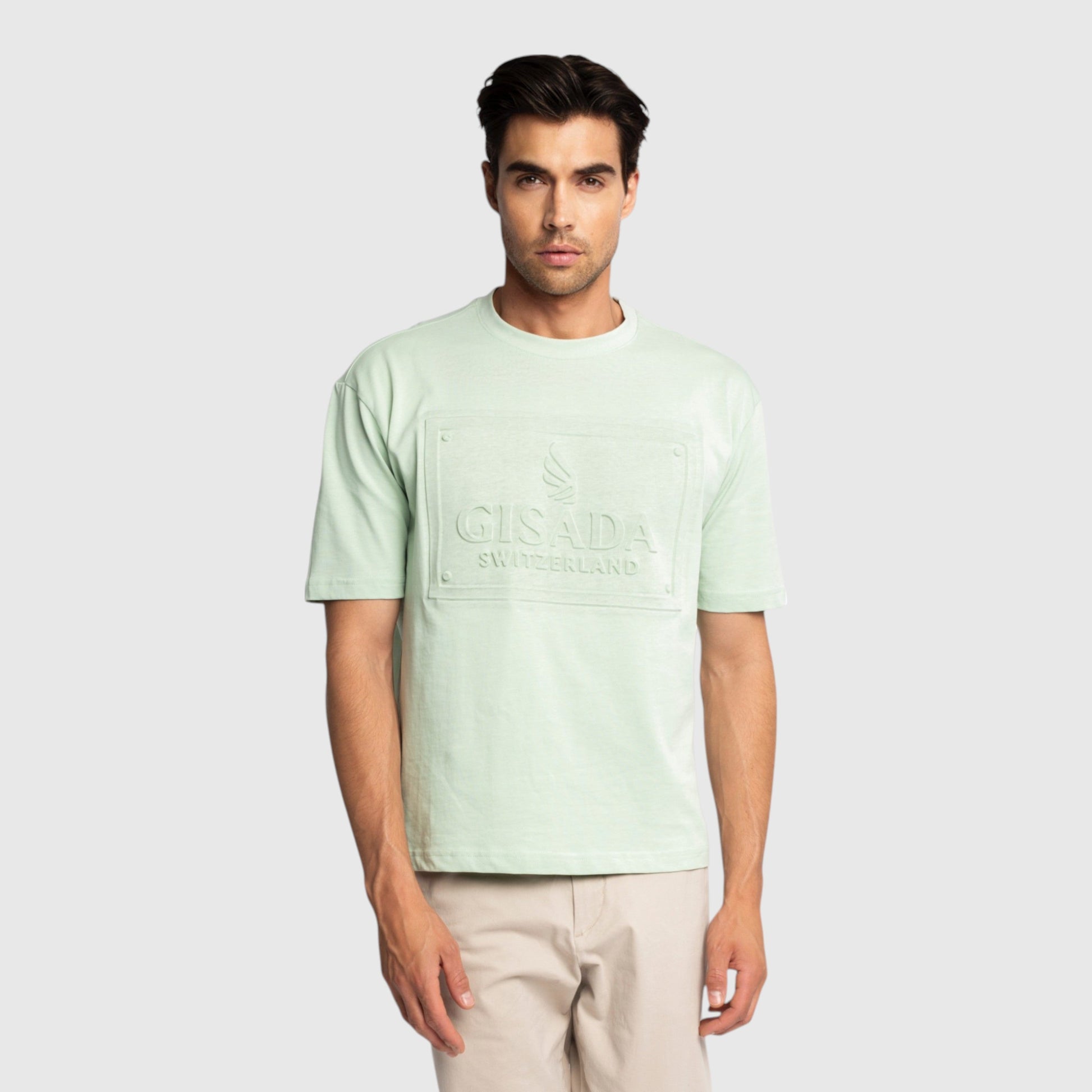 Oversized T-Shirt in Heavy Cotton with Embossed Logo - Gisada.com