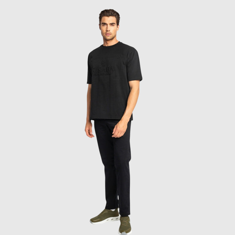 Oversized T-Shirt in Heavy Cotton with Embossed Logo - Gisada.com