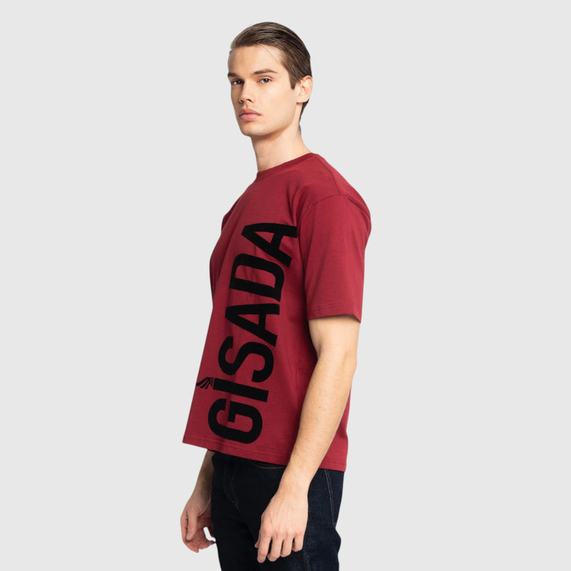 Oversized T-Shirt in Heavy Cotton with Large Side Logo Flock Print - Gisada.com