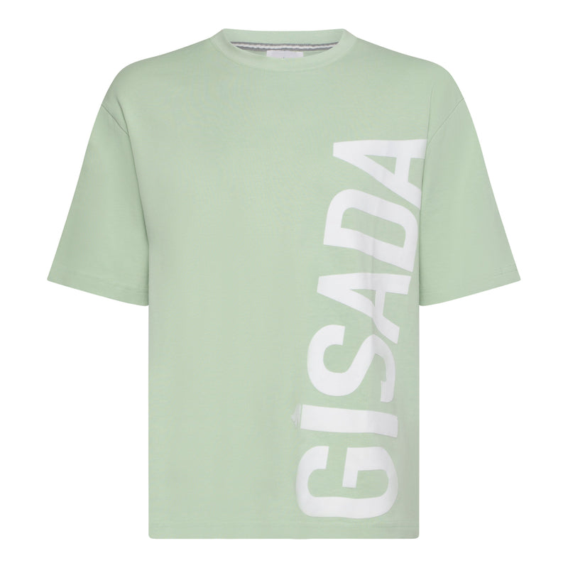 Oversized T-Shirt in Heavy Cotton with Large Side Logo Flock Print - Gisada.com